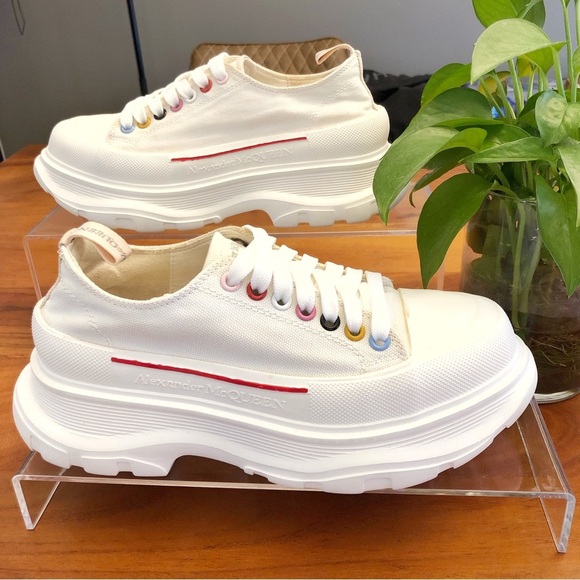 ALEXANDER MCQUEEN Tread Slick Low Top White Sneakers Size: Women US 6.5. - Picture 1 of 15